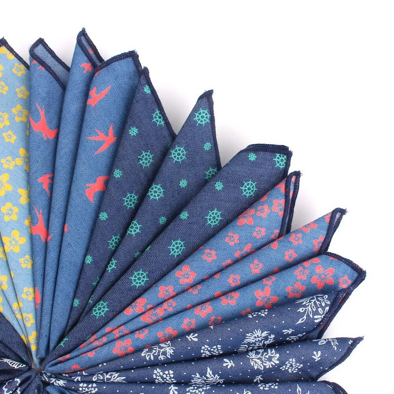 Cvjetni džepni kvadrat Za muškarce Žene Pamučne traperice Ručnik za prsa Hanky Gospoda Hankies Ležerni ženski rupčić Džepni ručnik