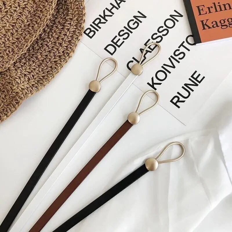 Ženski remeni luksuzne marke, tanka zlatna kopča, remen od PU kože za svečane hlače, ležerne crne ženske ženske dizajnerske pojaseve