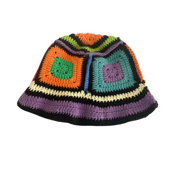 2023 ΝΕΑ Γυναικεία Χειροποίητα Καπέλα με κουβά με βελονάκι Y2k Μόδα καλοκαιρινό καπέλο παραλίας Κορεάτικο πλεκτό καπέλο κούφιο