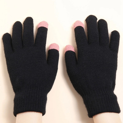 Μασίφ ζεστά πλεκτά γάντια Γυναικεία φθινοπωρινά χειμερινά γάντια με πλήρη δάχτυλα γάντια παχυμένα υπαίθρια κρύα ανθεκτικά γυναικεία γάντια αφής