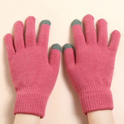 Μασίφ ζεστά πλεκτά γάντια Γυναικεία φθινοπωρινά χειμερινά γάντια με πλήρη δάχτυλα γάντια παχυμένα υπαίθρια κρύα ανθεκτικά γυναικεία γάντια αφής