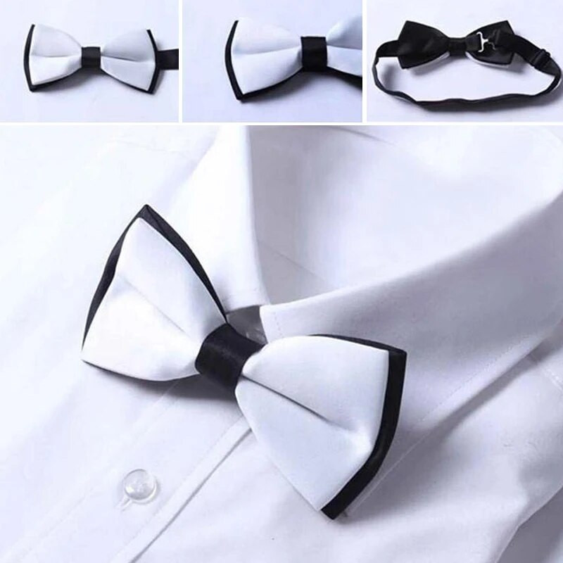 Divatos férfi csokornyakkendő Vőlegény állítható szatén sima tömör nyakkendők esküvőre szmoking nyakkendő fiú üzleti pillangó csokornyakkendő