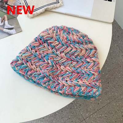 2020. gada jauna ziemas adīta Panamas cepure Sieviešu modes krāsa Silta elpojoša kausa cepure Sieviešu āra baseina cepure Sauļošanās cepures