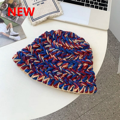 2020. gada jauna ziemas adīta Panamas cepure Sieviešu modes krāsa Silta elpojoša kausa cepure Sieviešu āra baseina cepure Sauļošanās cepures