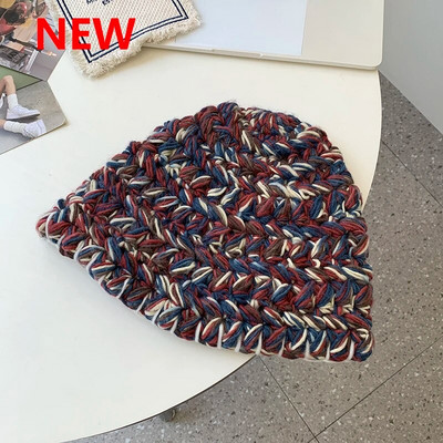 2020. gada jauna ziemas adīta Panamas cepure Sieviešu modes krāsa Silta elpojoša kausa cepure Sieviešu āra baseina cepure Sauļošanās cepures