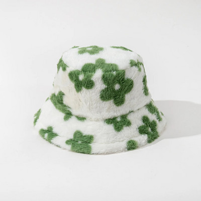 2023 plüss virág vödör sapka lány aranyos tehén mintás színes kalapok puha vastag halász sapka tél meleg szélálló hidegálló