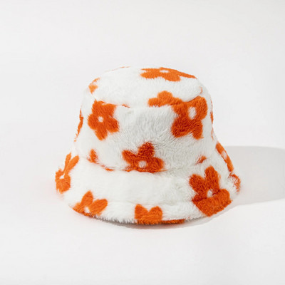 2023 plüss virág vödör sapka lány aranyos tehén mintás színes kalapok puha vastag halász sapka tél meleg szélálló hidegálló