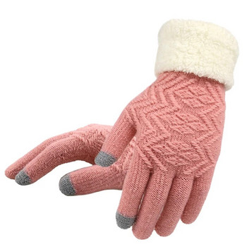 Χειμερινά γυναικεία πλεκτά γάντια οθόνη αφής γυναικεία γάντια πλεκτά χοντρά ζεστά πλήρη δάχτυλα Soft Stretch πλεκτά γάντια Γυναικεία Guantes