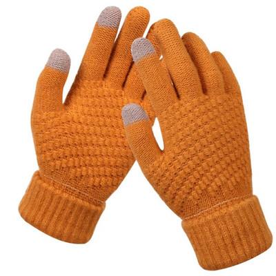 Téli női kötött kesztyűk Érintőképernyős Női kesztyűk Kötött Vastag Meleg Teljes ujjak Puha Stretch Kötött Ujjatlan Női Guantes