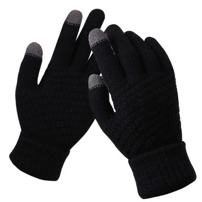 Téli női kötött kesztyűk Érintőképernyős Női kesztyűk Kötött Vastag Meleg Teljes ujjak Puha Stretch Kötött Ujjatlan Női Guantes