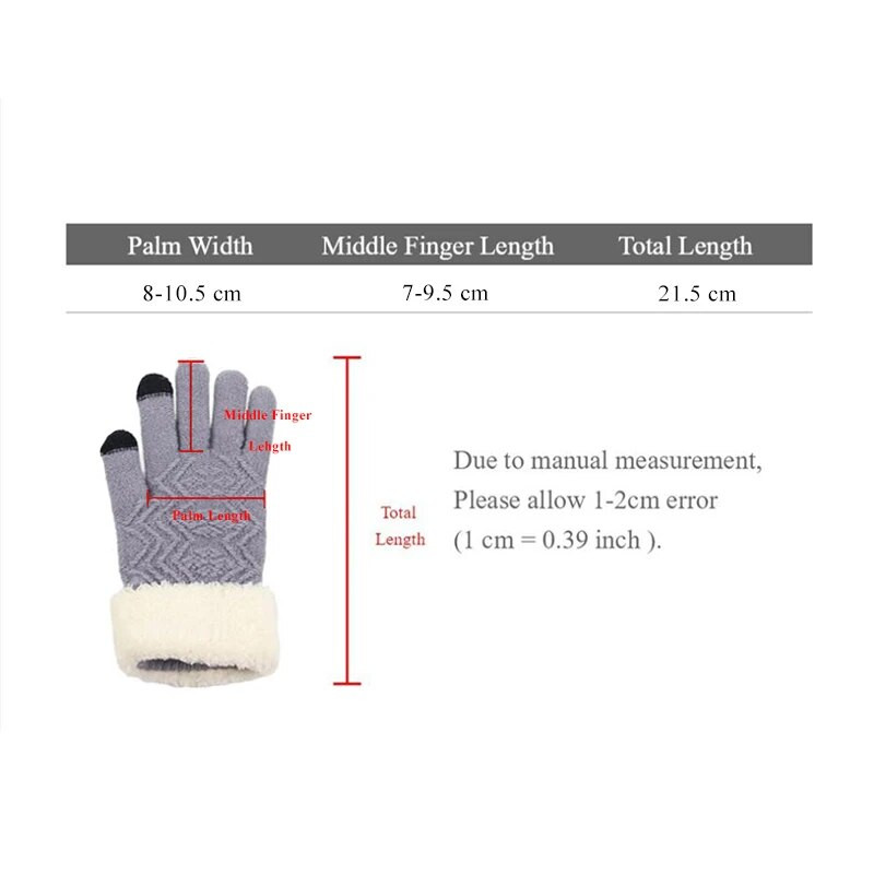 Téli női kötött kesztyűk Érintőképernyős Női kesztyűk Kötött Vastag Meleg Teljes ujjak Puha Stretch Kötött Ujjatlan Női Guantes