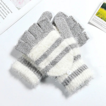 COKK Γυναικεία γάντια χωρίς δάχτυλα Χαριτωμένα γάντια από ψεύτικη γούνα κουνελιού πλεκτά γάντια γυναικεία χειμωνιάτικο πλέξιμο πιο ζεστά γάντια χειρός