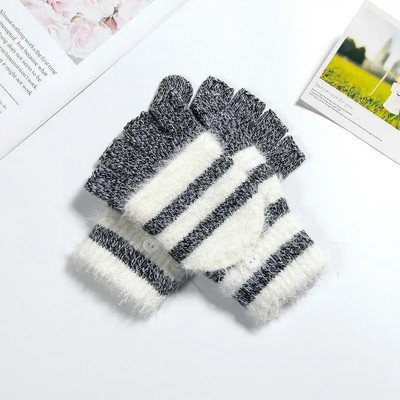 COKK Ženske rukavice bez prstiju Slatke pletene rukavice s trakama od umjetnog zečjeg krzna Ženske zimske pletene toplije rukavice za ruke Rukavica