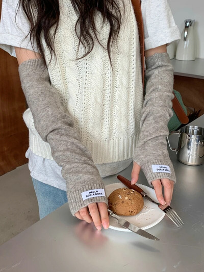 Vienspalvės ilgos pirštinės be pirštų Moteriškos kumštinės pirštinės, žieminės rankos šildytuvas, megztos rankovės, plonos, minkštos mergaičių drabužiai, pirštinės moterims