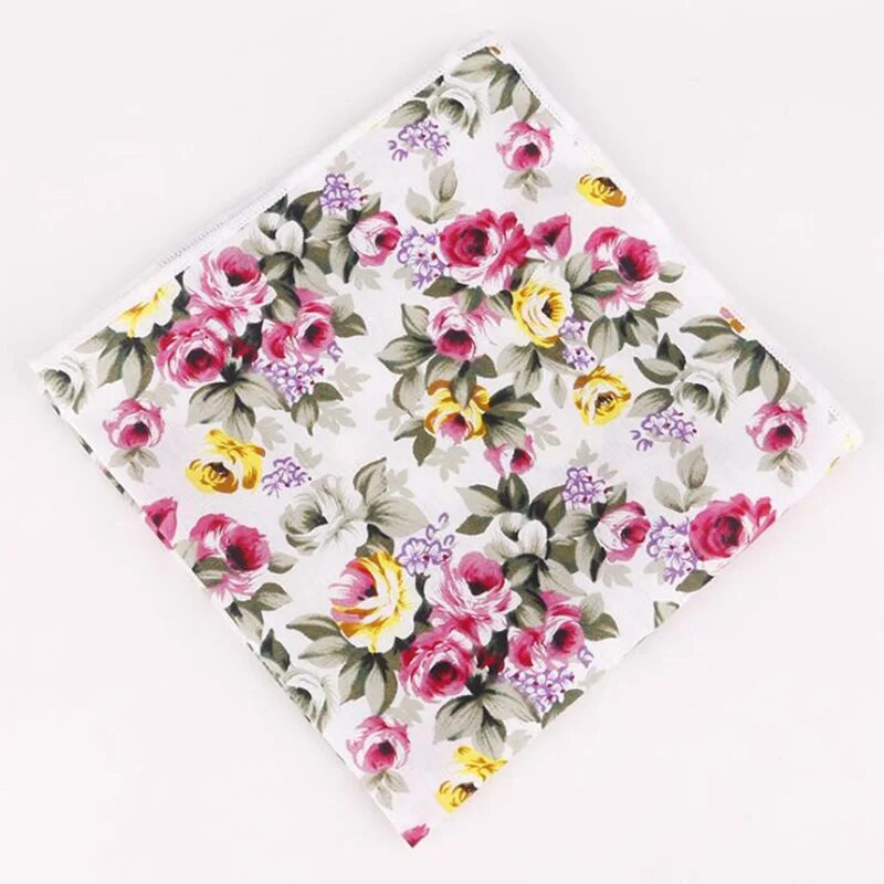 RBOCOTT férfi zsebkendő pamut virágos zseb négyzet 25cm*25cm férfi party üzleti esküvői kiegészítők