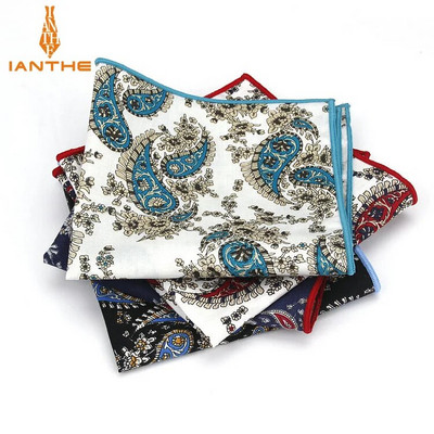 Paisley Printed Handkerchief Wedding Hanky for ανδρικό κοστούμι τσέπης τετράγωνο Casual επαγγελματικό σετ γραβάτας Μαντήλια 25*25 cm Πετσέτα