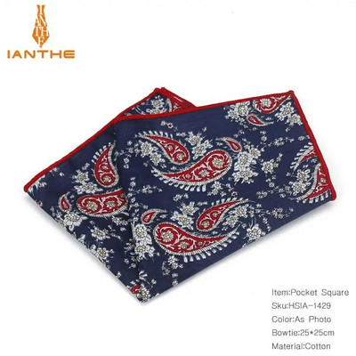 Paisley nyomtatott zsebkendő, esküvői zsebkendő férfi öltönyhöz, négyzet alakú alkalmi üzleti nyakkendő szett zsebkendő 25*25 cm-es törölköző