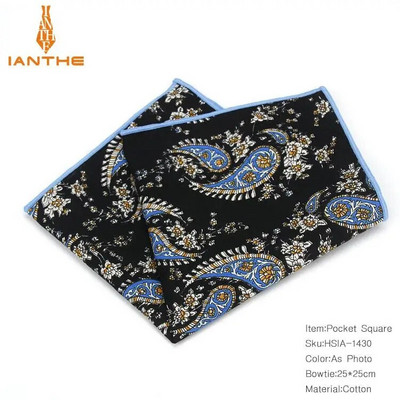 Paisley nyomtatott zsebkendő, esküvői zsebkendő férfi öltönyhöz, négyzet alakú alkalmi üzleti nyakkendő szett zsebkendő 25*25 cm-es törölköző
