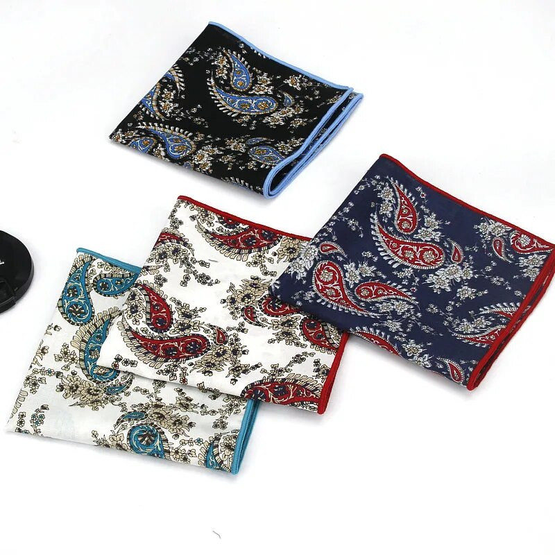 Paisley nyomtatott zsebkendő, esküvői zsebkendő férfi öltönyhöz, négyzet alakú alkalmi üzleti nyakkendő szett zsebkendő 25*25 cm-es törölköző