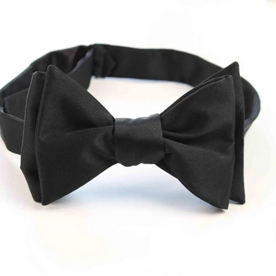 Egyszínű sima poliészter selyem önkötő csokornyakkendő ruházati kiegészítők kézzel készített nyakkendő újdonság