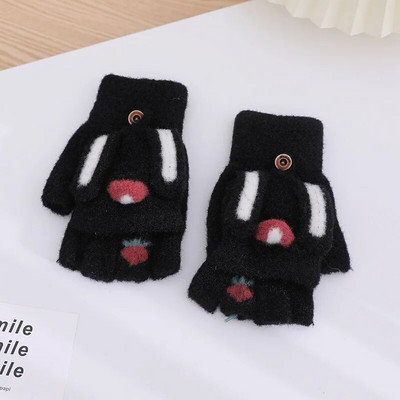 Tople rukavice za mlade, studente, crtiće, zimske ženske rukavice na preklop s pola prsta, zaslonom osjetljivim na dodir, biciklističke udobne, mekane, debele T09