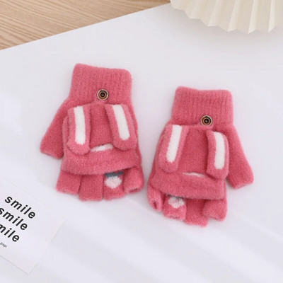 Tople rukavice za mlade, studente, crtiće, zimske ženske rukavice na preklop s pola prsta, zaslonom osjetljivim na dodir, biciklističke udobne, mekane, debele T09