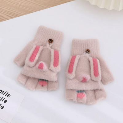 Tople rukavice za mlade, studente, crtiće, zimske ženske rukavice na preklop s pola prsta, zaslonom osjetljivim na dodir, biciklističke udobne, mekane, debele T09