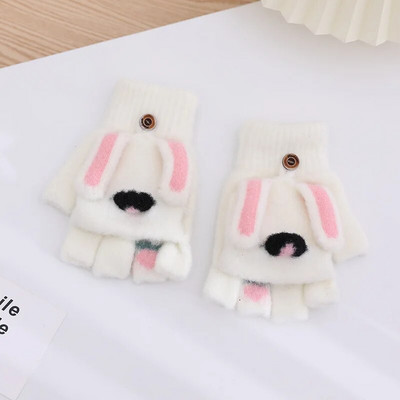 Tople rukavice za mlade, studente, crtiće, zimske ženske rukavice na preklop s pola prsta, zaslonom osjetljivim na dodir, biciklističke udobne, mekane, debele T09