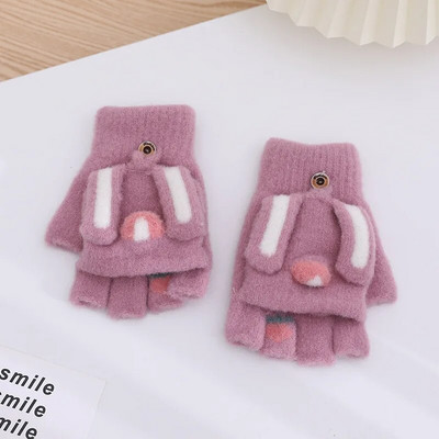 Tople rukavice za mlade, studente, crtiće, zimske ženske rukavice na preklop s pola prsta, zaslonom osjetljivim na dodir, biciklističke udobne, mekane, debele T09