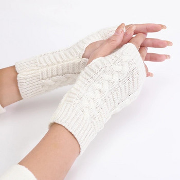 Дамски стилни топло за ръце Зимни ръкавици с половин пръст Ръкавици за плетене на една кука Twist Knitting Изкуствена вълнена ръкавица Топла ръкавица без пръсти Дамски T98