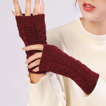 Дамски стилни топло за ръце Зимни ръкавици с половин пръст Ръкавици за плетене на една кука Twist Knitting Изкуствена вълнена ръкавица Топла ръкавица без пръсти Дамски T98