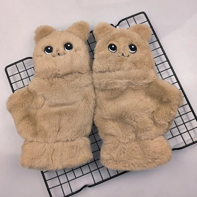 Γυναικεία γάντια κινουμένων σχεδίων Μόδα Κορίτσια Plus Βελούδινα Πυκνωτικά Γάντια Ζεστά μαλακά χωρίς δάχτυλα Κάλυμμα με μισό δάχτυλο χειμερινά γάντια T54