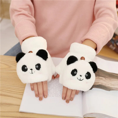 Γυναικεία γάντια κινουμένων σχεδίων Μόδα Κορίτσια Plus Βελούδινα Πυκνωτικά Γάντια Ζεστά μαλακά χωρίς δάχτυλα Κάλυμμα με μισό δάχτυλο χειμερινά γάντια T54