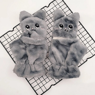 Γυναικεία γάντια κινουμένων σχεδίων Μόδα Κορίτσια Plus Βελούδινα Πυκνωτικά Γάντια Ζεστά μαλακά χωρίς δάχτυλα Κάλυμμα με μισό δάχτυλο χειμερινά γάντια T54