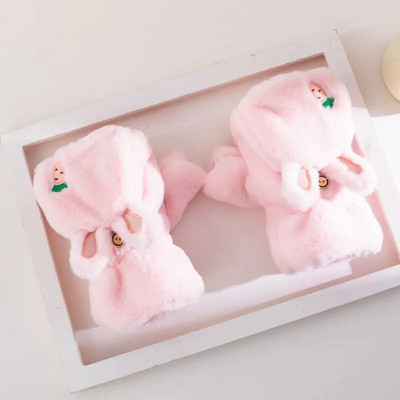 Γυναικεία γάντια κινουμένων σχεδίων Μόδα Κορίτσια Plus Βελούδινα Πυκνωτικά Γάντια Ζεστά μαλακά χωρίς δάχτυλα Κάλυμμα με μισό δάχτυλο χειμερινά γάντια T54