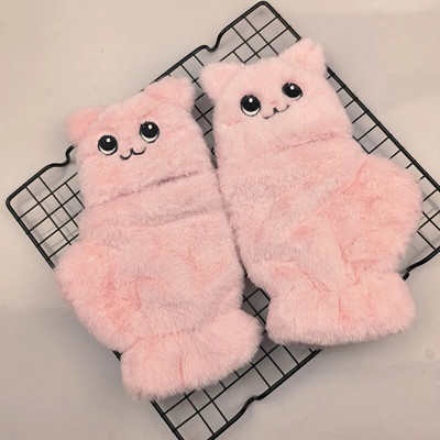 Γυναικεία γάντια κινουμένων σχεδίων Μόδα Κορίτσια Plus Βελούδινα Πυκνωτικά Γάντια Ζεστά μαλακά χωρίς δάχτυλα Κάλυμμα με μισό δάχτυλο χειμερινά γάντια T54