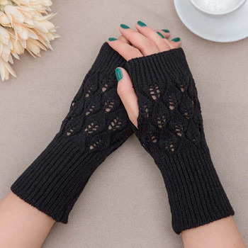 Нови ръкавици с половин пръст Женски вълнени плетени маншети със сензорен екран без пръсти Дамски зимни едноцветни топли ръкавици перчатки T153
