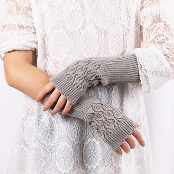 Νέα γάντια μισού δακτύλου Γυναικεία μάλλινα οθόνη αφής χωρίς δάχτυλα πλεκτό βραχιολάκι Γυναικείο χειμερινό μονόχρωμο ζεστό γάντι перчатки T153