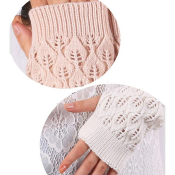 Нови ръкавици с половин пръст Женски вълнени плетени маншети със сензорен екран без пръсти Дамски зимни едноцветни топли ръкавици перчатки T153