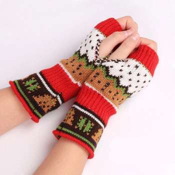 Зимни женски ръкавици за плетене на една кука с ръкавици от изкуствена вълна Топли ръкавици без пръсти Дамски ръкавици с половин пръст Стилни шевове Цвят T150