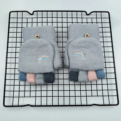 Jesen Zima Tople rukavice Flip Cover Rukavice bez prstiju Mekana djevojka Slatka crtana pletena baršunasta studentska rukavica s pola prsta T176