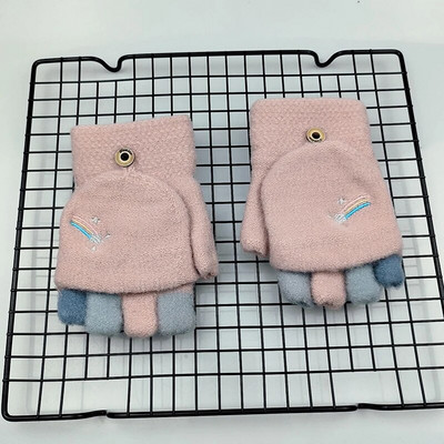 Jesen Zima Tople rukavice Flip Cover Rukavice bez prstiju Mekana djevojka Slatka crtana pletena baršunasta studentska rukavica s pola prsta T176