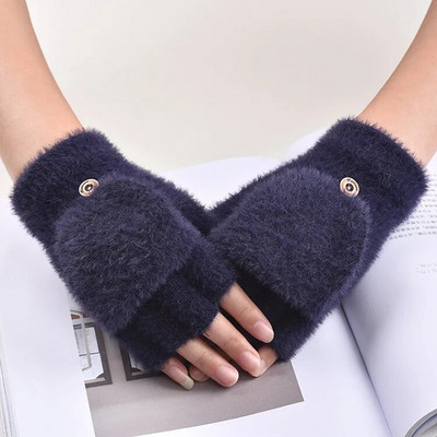 Jesen Zima Tople rukavice Flip Cover Rukavice bez prstiju Mekana djevojka Slatka crtana pletena baršunasta studentska rukavica s pola prsta T176