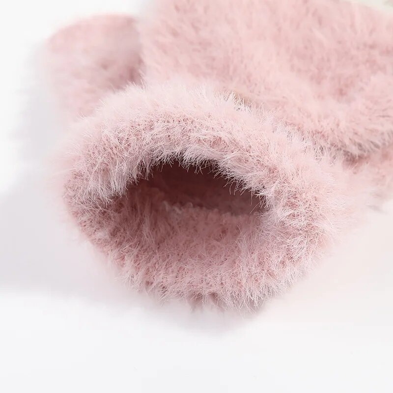 Ūdeļu imitācijas cimdi bez pirkstiem uzvelkami dūraiņi Ziemas silti vilnas puspirksta cimdi Atloks Pārvalks Adīšana Karikatūra Jaunatnes Sievietēm T149