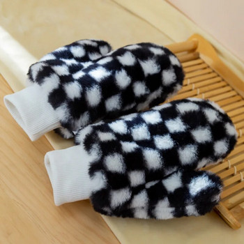 Дамски зимни анимационни ръкавици Дамски модни офис ръкавици без пръсти Плюшени топли ръкавици Меки дебели момичета Гъвкав половин пръст T29