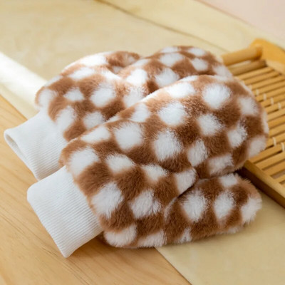 Sievietēm ziemas karikatūra dūraiņi Sieviešu modes biroja cimdi bez pirkstiem plīša silti cimds mīksts biezs meitenes elastīgs puspirksts T29