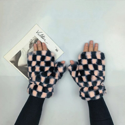 Sievietēm ziemas karikatūra dūraiņi Sieviešu modes biroja cimdi bez pirkstiem plīša silti cimds mīksts biezs meitenes elastīgs puspirksts T29