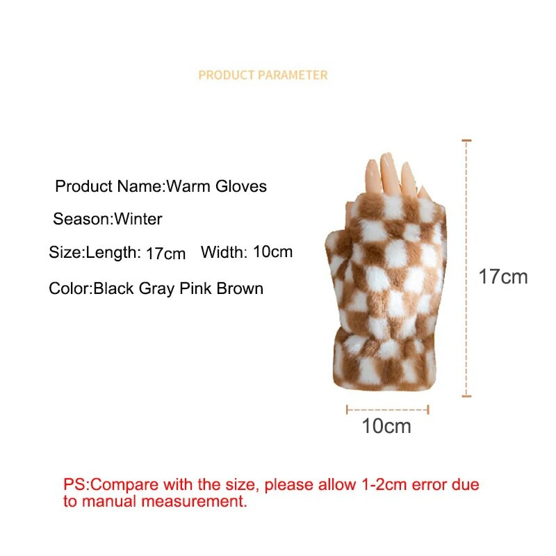 Sievietēm ziemas karikatūra dūraiņi Sieviešu modes biroja cimdi bez pirkstiem plīša silti cimds mīksts biezs meitenes elastīgs puspirksts T29