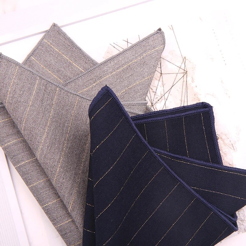 Muški rupčić od čistog pamuka Vintage karirani prugasti džepni četvrtasti rupčić Klasična maramica Dekoracija odjeće Odijelo za vjenčanje Maramice