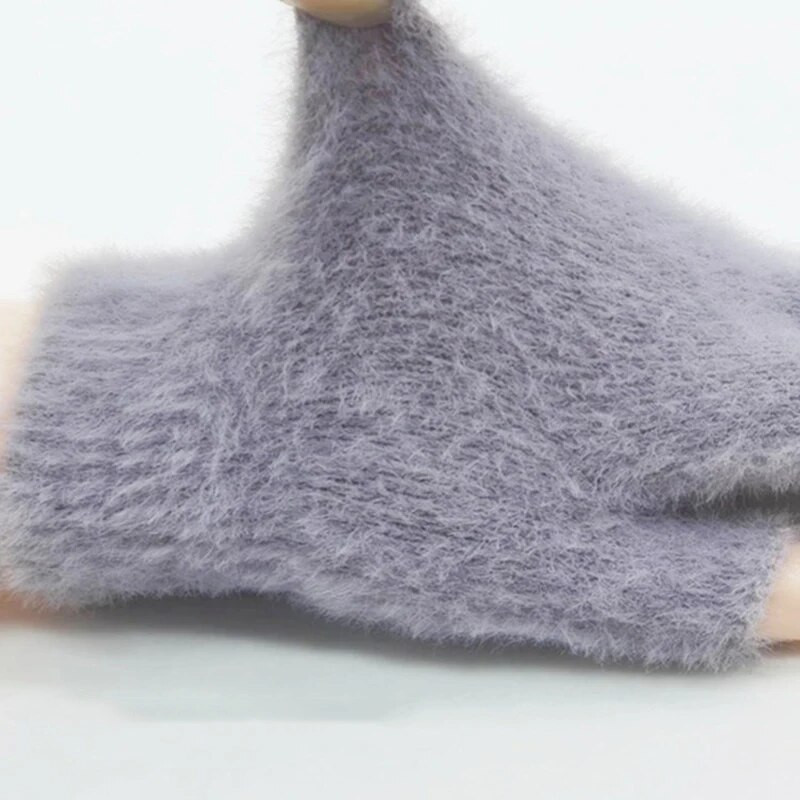 Ženske rukavice s poluprstom, zimska imitacija nerc, kašmir, vunene tople rukavice s dodirnim zaslonom za pisanje za vožnju i sportove na otvorenom T222